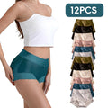 Silk Panties 12 Pack, Smooth Satin High Waist Underwear for Women, Full coverage, Cheeky, No Show, Breathable, Comfortable, Seamless Women's Briefs (A03)