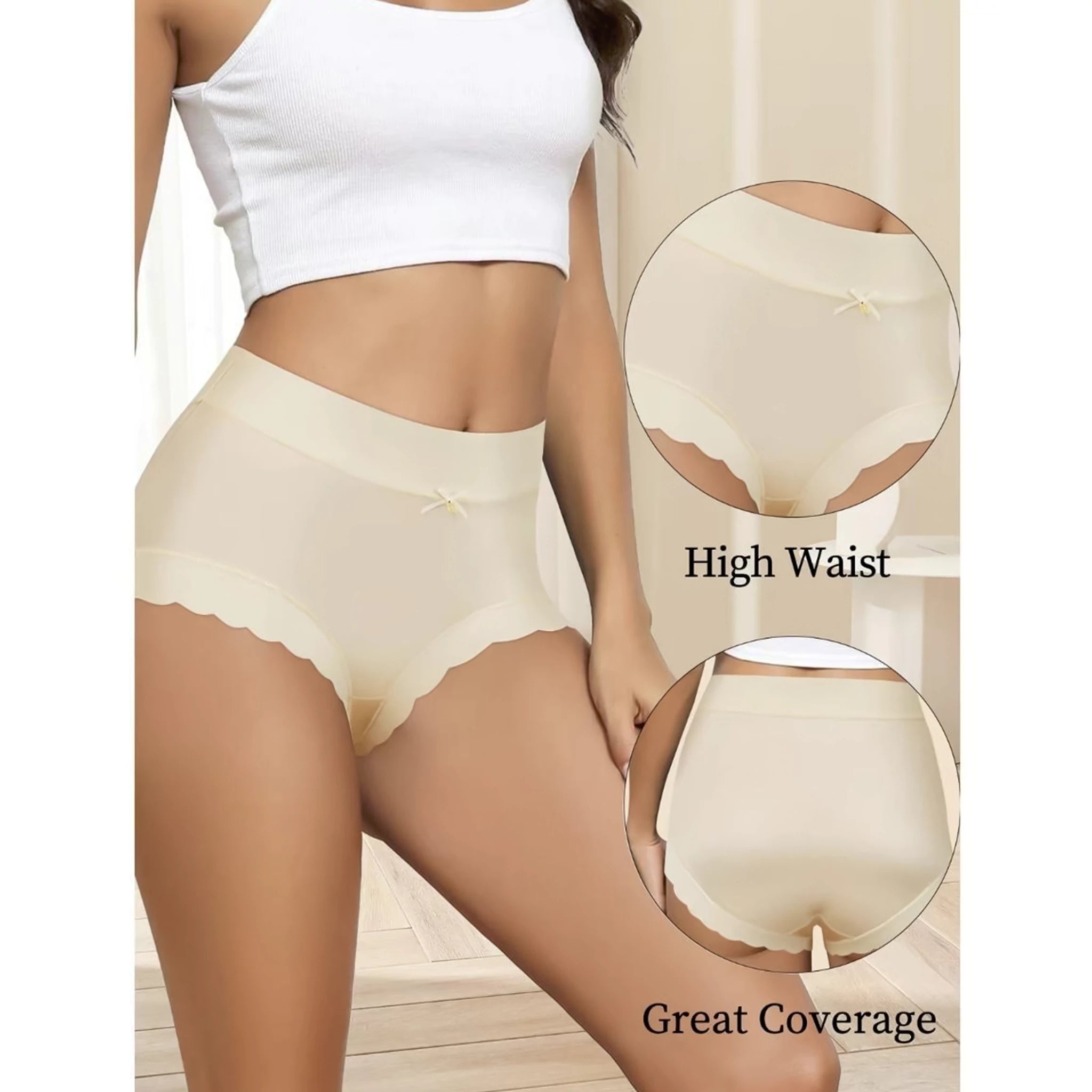 Silk Panties 12 Pack, Smooth Satin High Waist Underwear for Women, Full coverage, Cheeky, No Show, Breathable, Comfortable, Seamless Women's Briefs (A03)