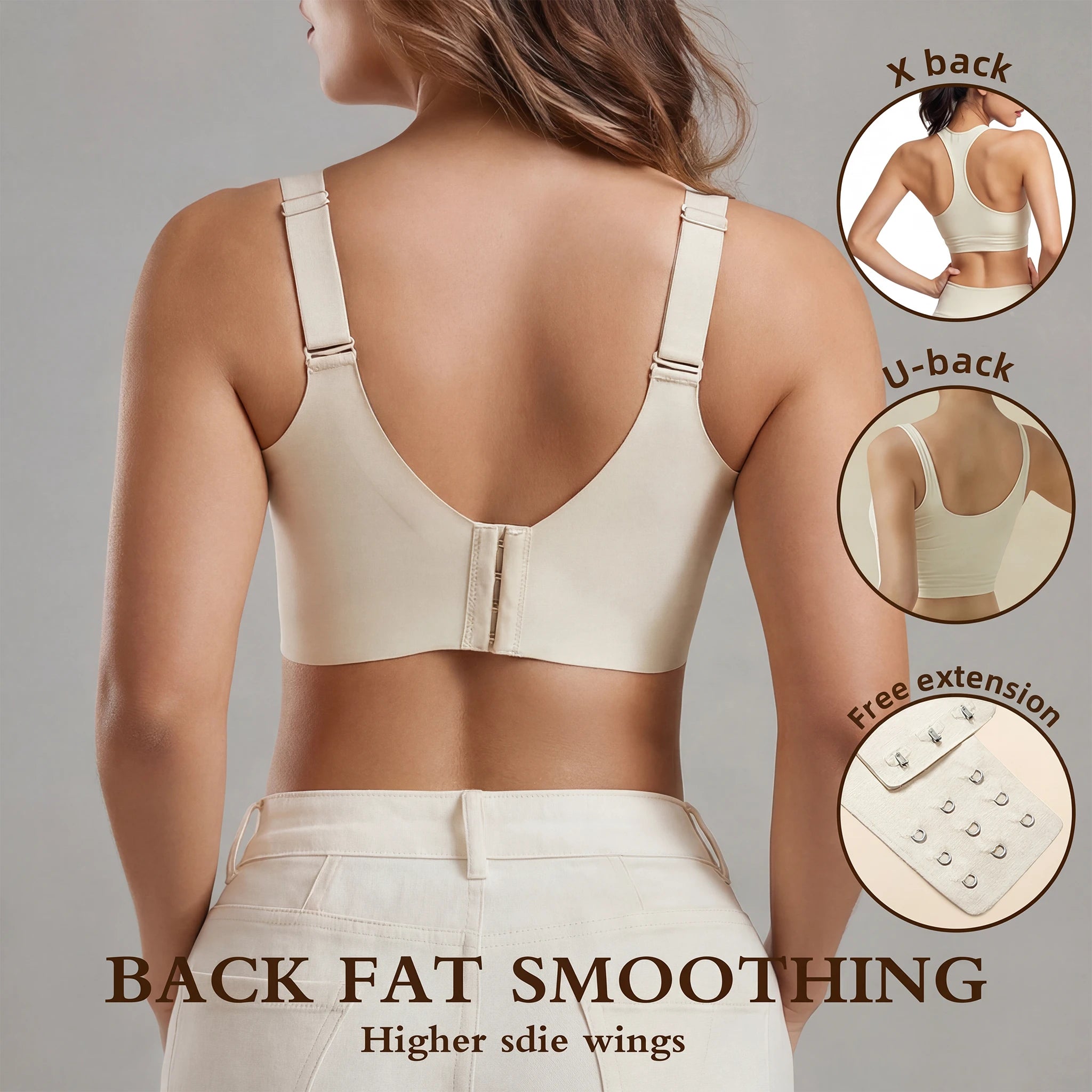 Jelly Bras for Women No Underwire, Plus Size Full Coverage Deep V Supportive Seamless Tshirt Bra, Adjustable Straps Lift (NY01-White)