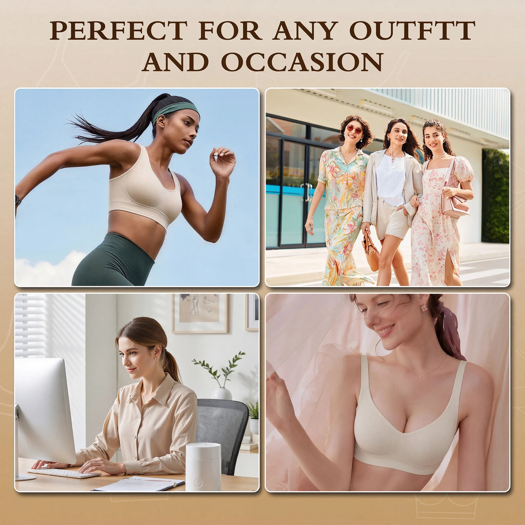 Jelly Bras for Women No Underwire, Plus Size Full Coverage Deep V Supportive Seamless Tshirt Bra, Adjustable Straps Lift (NY01-White)
