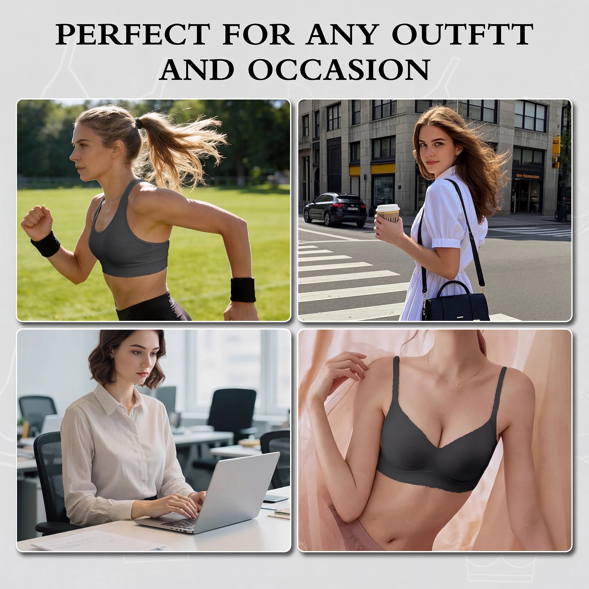 Jelly Bras for Women No Underwire, Plus Size Full Coverage Deep V Supportive Seamless Tshirt Bra, Adjustable Straps Lift (NY01-Black)