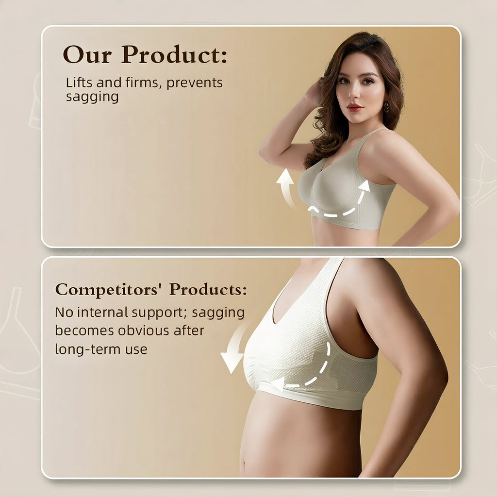 Jelly Bras for Women No Underwire, Plus Size Full Coverage Deep V Supportive Seamless Tshirt Bra, Adjustable Straps Lift (NY01-White)
