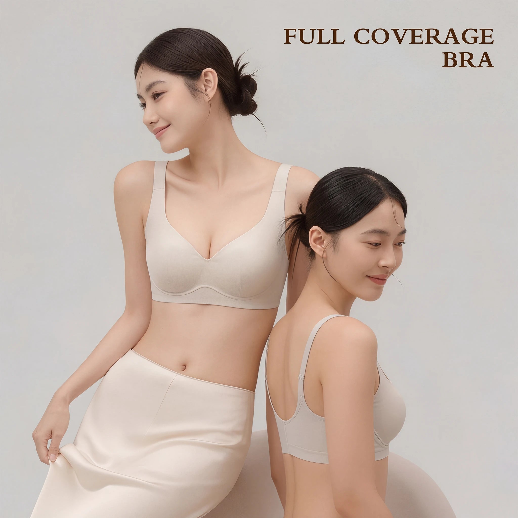 Jelly Bras for Women No Underwire, Plus Size Full Coverage Deep V Supportive Seamless Tshirt Bra, Adjustable Straps Lift (NY01-White)